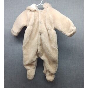 Tot Lines VTG‎ Baby Bunting Suit Cozy Fuzzy Sherpa Winter Jumpsuit Medium USA